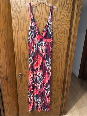 Matty M Pink & Navy Floral Empire-Waist Maxi Dress